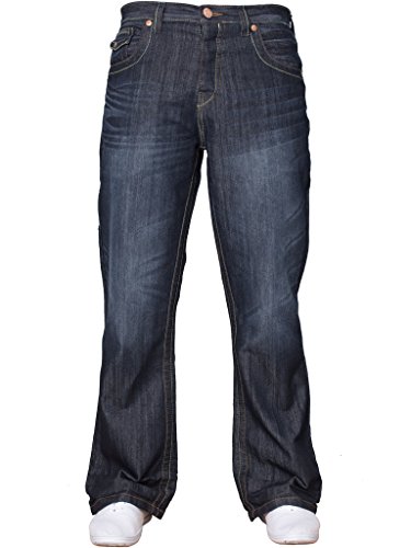 APT Herren einfach blau Bootcut weites Bein ausgestellt Works Freizeit Jeans Große Größen in 3 Farben erhältlich - Dunkle Waschung, 32W x 32L