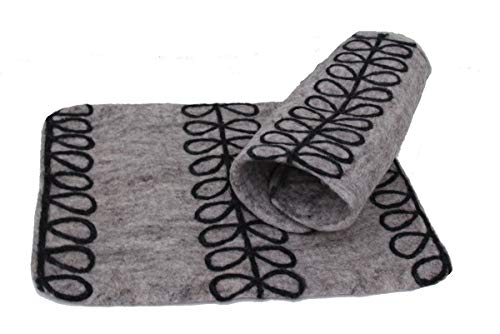 Maharanis Fairtrade Filz Set 2er Set 44 x 30 cm Reine Wolle grau Melange schwarz handgefertigt aus Reiner Wolle