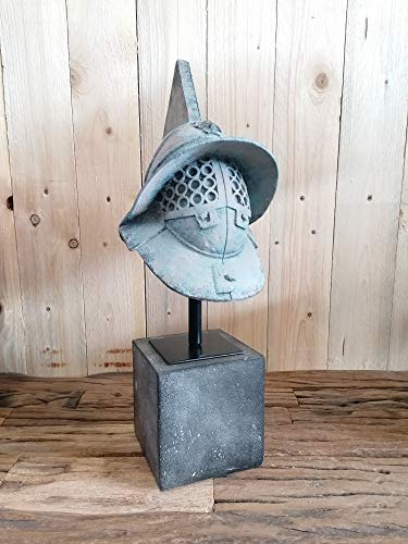 MichaelNoll Helm Gladiator Krieger Statue Dekofigur Polyresin - Moderne Deko Skulptur - L 19x15,5x42H cm