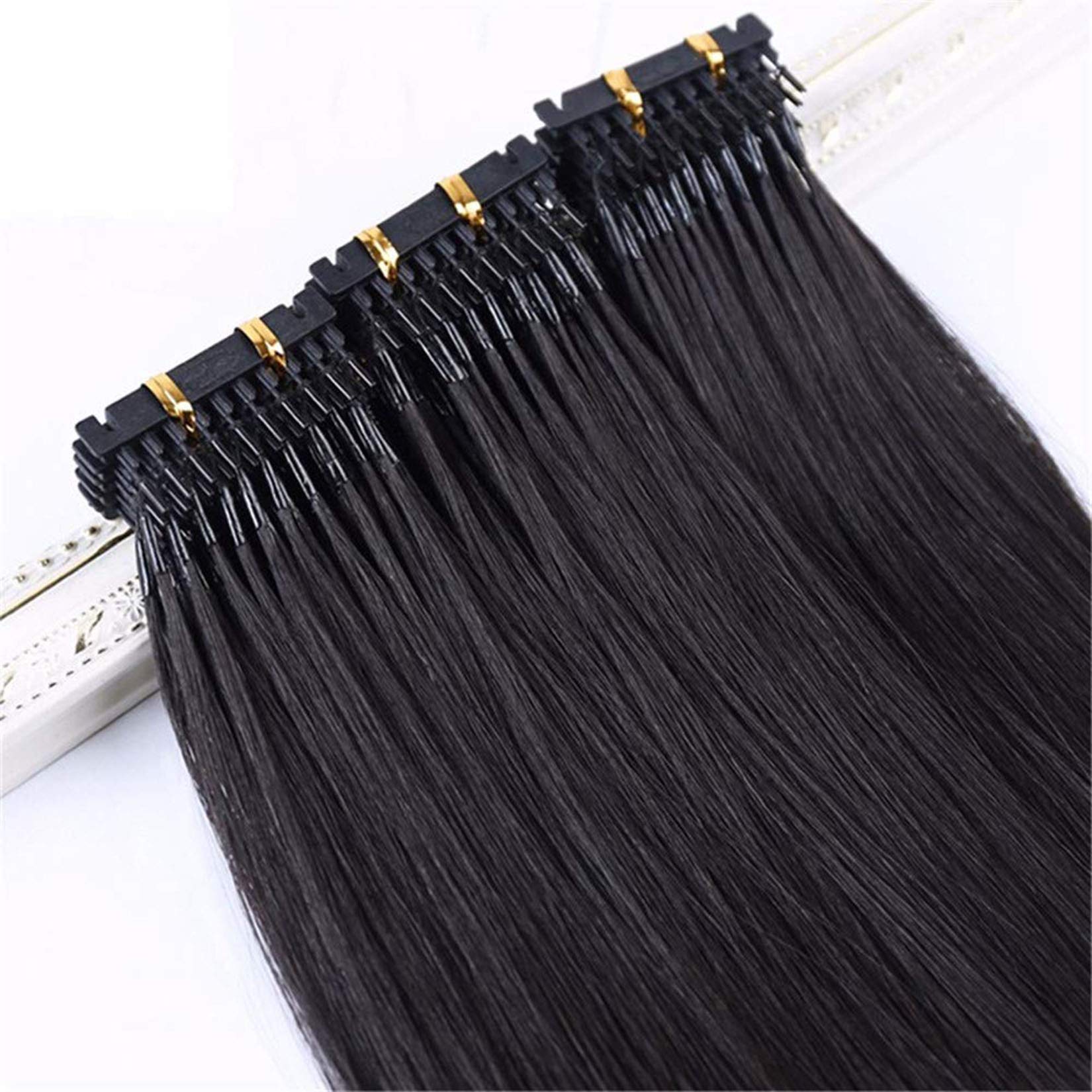 6d menschliche Haarverlängerungen für die schnelle Haarverlängerung High End Anschlusstechnik Haar 6d Haar 100g (14 "-24"),Schwarz,16 inches