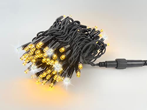 LEDZEIT - Profi Serie - Verlängerung Lichterkette, Ohne Netzkabel, 10m, 100 Warmweiß LEDs, Blinkend, Muss mit Basiskette oder Netzkabel Verbunden Werden, Erweiterbar, Wasserdicht IP67, Außen und Innen