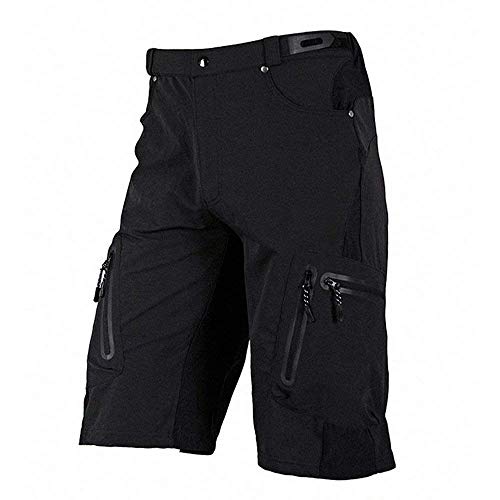 Fitsund Herren MTB Shorts Schnell Trocknend Kurze Fahrrad Sport Hose Radhose Ohne Sitzpolster (M, Black)