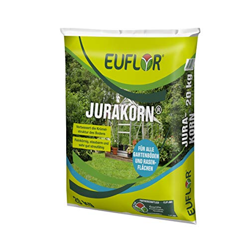 Euflor Jurakorn 20 kg Sack•Kohlensaurer Kalk 95 (95% Ca CO3)•Erhaltungskalkung von Gartenböden und Rasen•Setzt vorhandenen Nährstoffe frei•Feinkörnig, staubarm und sehr gut streufähig