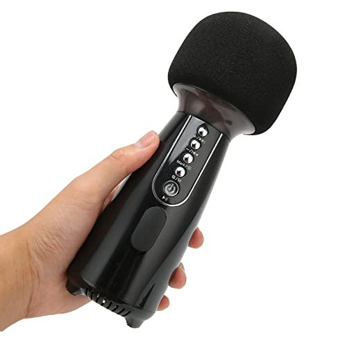 Karaoke-Mikrofon, L868 Drahtloses Bluetooth-Mikrofon für Kinder, Handmikrofon mit LED-Licht für die Rede bei Interviews zu Hause, Tragbares Mikrofon für Alle Smartphones(Schwarz)
