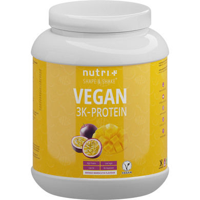 Proteinpulver VEGAN Mango & Maracuja 1kg - 83,2% Eiweiß - 3k plant-based Eiweißpulver - Veganes Protein Pulver ohne Laktose 1000g - Mehrkomponenteneiweiß mit Soja, Erbse & Weizen