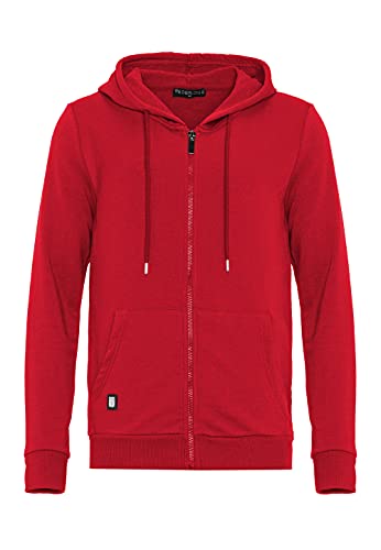 Redbridge Herren Sweatjacke Kapuzenpullover Zip Hoodie mit Reißverschluss Premium Basic Rot S