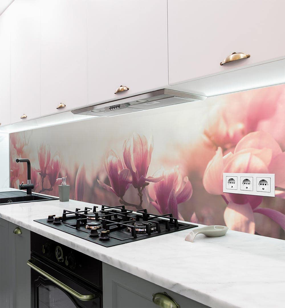 MyMaxxi - Selbstklebende Küchenrückwand Folie ohne Bohren - Motiv Blume 02-60cm hoch - Klebefolie Wandbild Küche - Wand-Deko – Blüten Natur 180 x 60cm