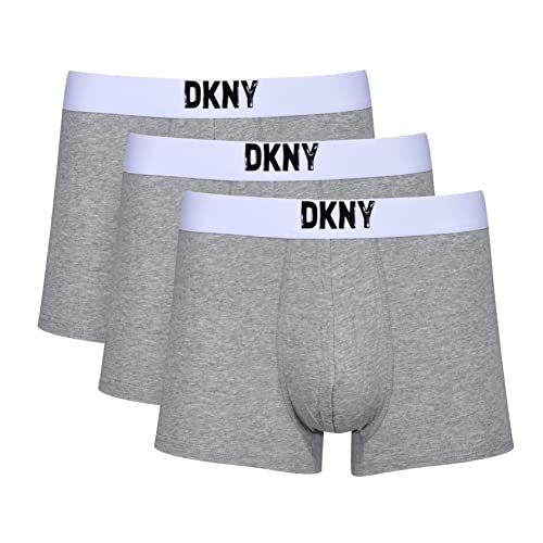 DKNY Herren Grau mit weißem Kontrastbund aus Baumwoll-Mischgewebe Boxershorts, M