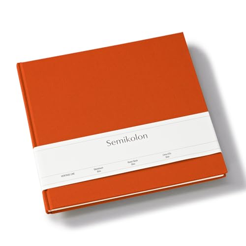 Semikolon 371039 Gästebuch Slim 25 x 23 cm - mit 100 blanko Seiten zum Selbstgestalten, Lesezeichen - orange orange