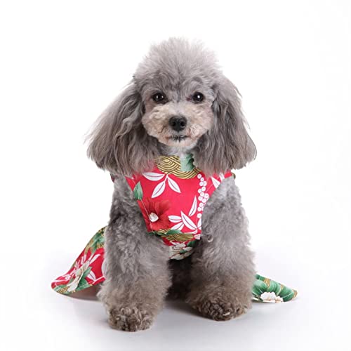 SUSOSU Haustier Kleidung Hunderock Wasserdruck Hundekleidung Rock Kleider für Kleine Mädchen Hunde Niedliche Haustierkleidung,Red 2,L