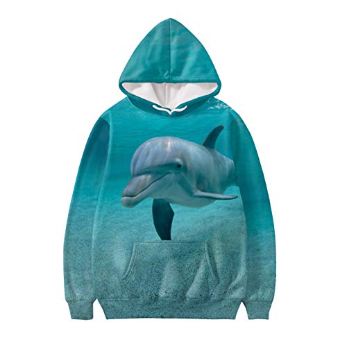 UOIMAG Damen Hoodie Sweatshirt mit Tasche Langarm Pullover T-Shirt Tops Tuniken für Sport, Delfin, XX-Large