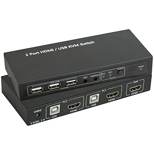 SpeaKa Professional 2 Port KVM-Umschalter HDMI USB 1920 x 1080 Pixel, 3840 x 2160 Pixel