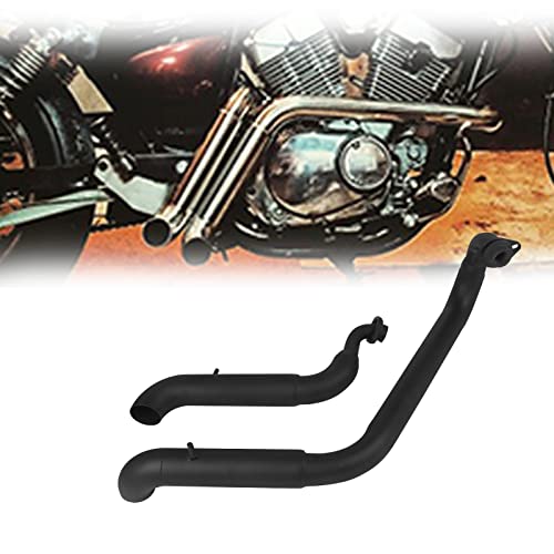 Motorrad Auspuff Schalldämpfer Für Yamaha Virago XV125 XV 125 XV250 Vollständige Auspuffanlage Drag Pipes Schalldämpfer XV 125 250 (Color : Schwarz)