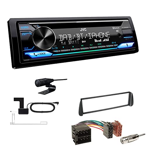 JVC KD-DB922BT 1-DIN Autoradio CD-Receiver Bluetooth DAB+ Digital Radio Einbauset passend für Citroen Xsara und Xsara Picasso 2000-2010 schwarz