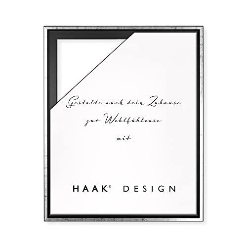 HaakDesign Schattenfugenrahmen Levi in Schwarz Silber gebürstet 56.2 X 56.2 cm für Keilrahmenbilder und Leinwände Glanz Edition