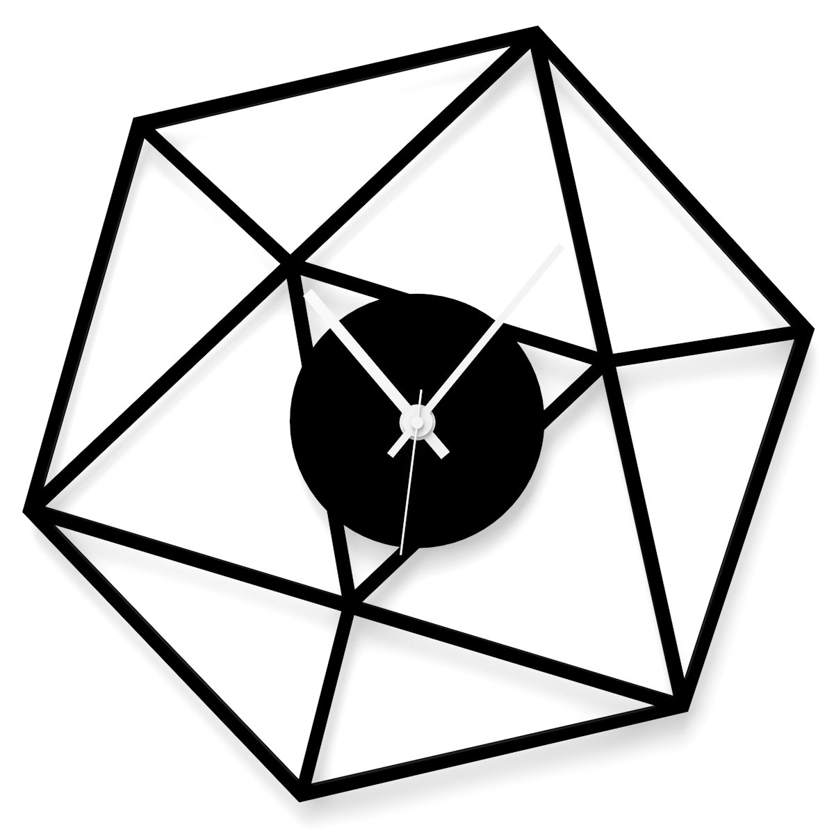 WANDKINGS Wanduhr Hexagon aus Acrylglas, in 11 Farben erhältlich (Farbe: Uhr = Schwarz matt; Zeiger = Weiß)