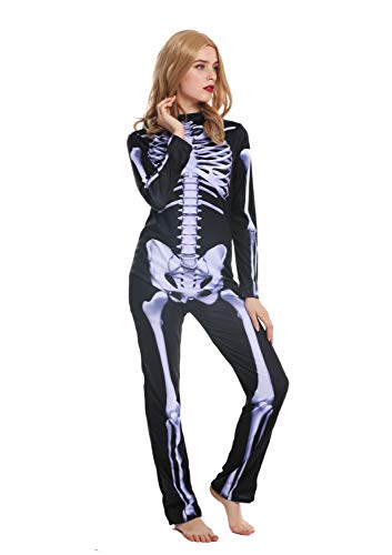 dressmeup W-0215 Kostüm Damen Frauen Halloween Karneval Skelett Knochengerippe Gespenst S