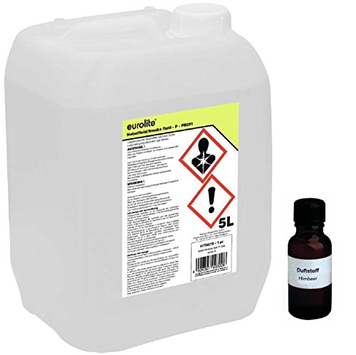 5 Liter Eurolite P (Profi) Nebelfluid + 30 ml Duftstoff Himbeere, Smoke-Fluid, Nebel-Fluid-Flüssigkeit für Nebelmaschine (5 L Fluid -P- + Duft Himbeere)