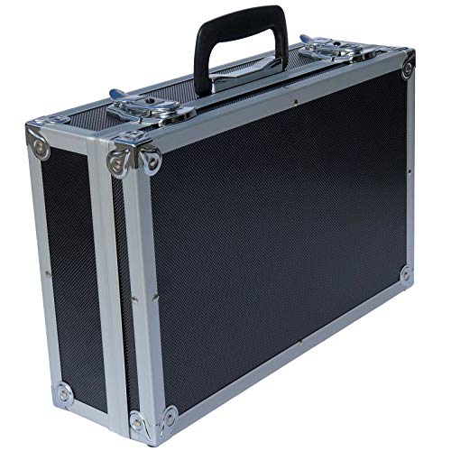 ECI® Aluminium Koffer Schwarz mit Würfelschaum Leer-Koffer Alukoffer Alu Box Werkzeugkoffer LxBxH 400 x 250 x 115 mm