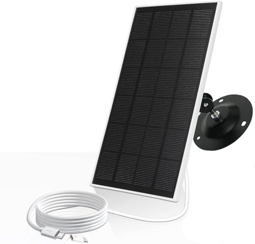 Solarpanel, 5 V, 3 W, für den Außenbereich, solarbetriebene Sicherheitskamera, wasserdichtes Solarpanel mit 3 m Micro-USB-Port-Kabel, kompatibel mit Eufy Cam (weiß)