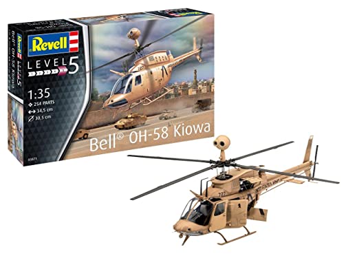 Revell 03871 OH-58 Kiowa, 1:35 originalgetreuer Modellbausatz für Experten, farbig