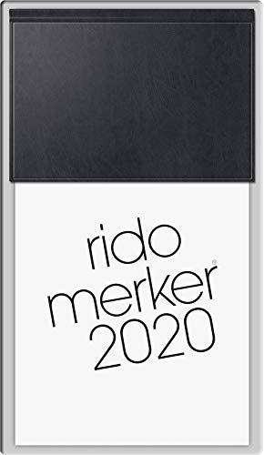 rido/idé 703500390 Tischkalender Merker (1 Seite = 1 Tag, 108 x 201 mm, Miradur-Einband, Kalendarium 2020) schwarz