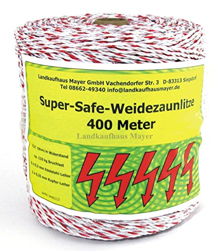 Landkaufhaus Mayer Weidezaunlitze Super-Safe 400m Weiß/Rot NEU