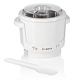 Bosch Eisbereiter MUZ4EB1, 550ml, selbstgemachtes Eis, Sorbet und Frozen Yoghurt, passend für Bosch MUM4 Küchenmaschinen, weiß, 18 cm l x 18 cm b x 20 cm h