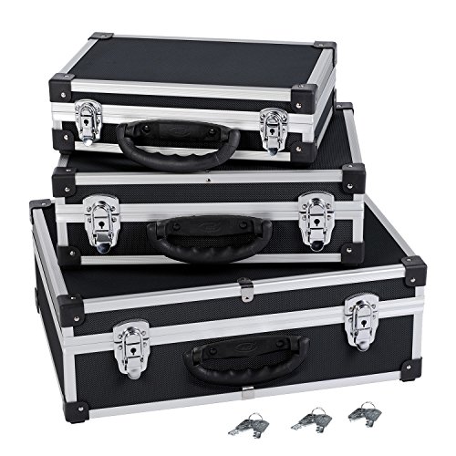 3-in-1 Alukoffer Aluminium Rahmen Koffer Allround Werkzeugkoffer-Set - schwarz