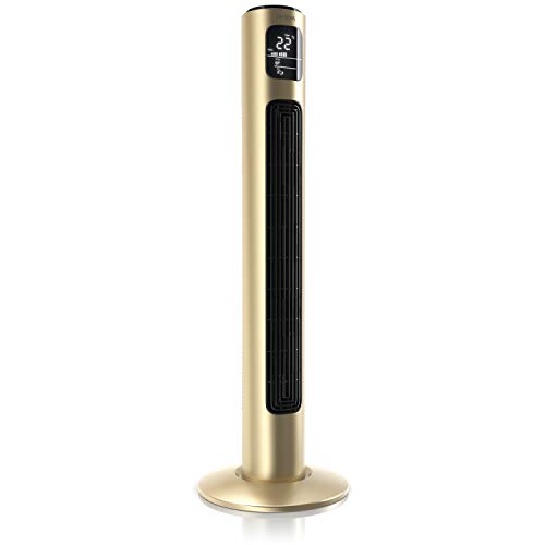 BRANDSON - Turmventilator mit Fernbedienung und Oszilation 60° - Standventilator - Säulenventilator - 96 cm - Ventilator mit 3 Geschwindigkeitsstufen - Modell 2020 GS zertifiziert - Champagne