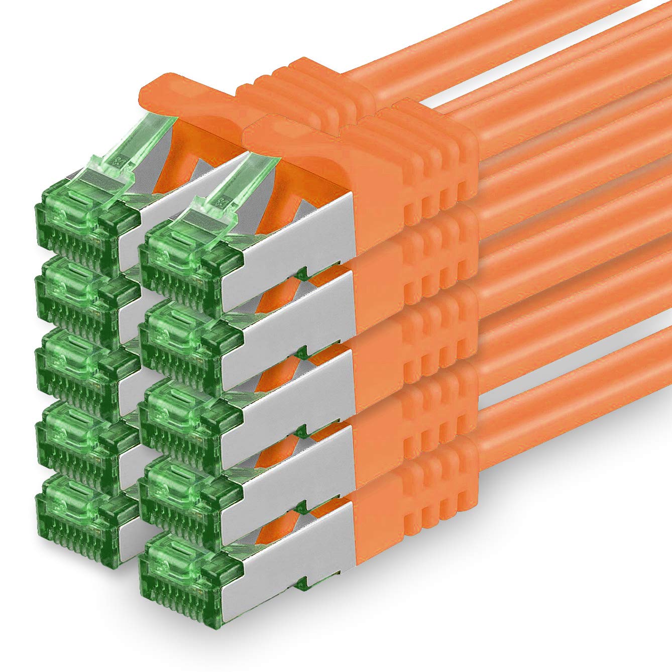 2 M Cat.7 Netzwerk-Kabel 10 Stück Cat7 Patch-Kabel Lan-Kabel Ethernet RJ45 10 Gbit/s (Alle Internetgeschwindigkeiten) Orange 2 Meter