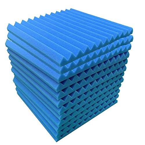 QWAMBVZE Akustikschaumstoffplatten, 12 Stück, schalldichte Wandpaneele 30 x 30 x 5 cm, hohe Dichte, schallabsorbierende Platte für Wände, blau