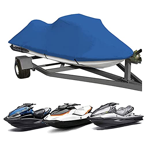 DTLEO Jet Ski Persenning Trailerable PWC Watercraft Jet Ski-Abdeckung 210D Oxford Watercraft Abdeckung Wasserdicht Allwetterschutz für 2 bis 3 Personen, Jet Ski Bootsplane,Blau