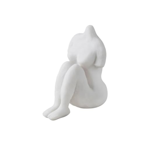 Art piece sitzende Frau 14cm Off-white