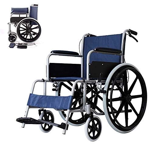 Rollstuhl für Senioren/Behinderte, zusammenklappbar, multifunktional, tragbar, leicht, Reisetrolley, Roller, verstellbares Pedal mit aufblasbarem Reifen, tragbar