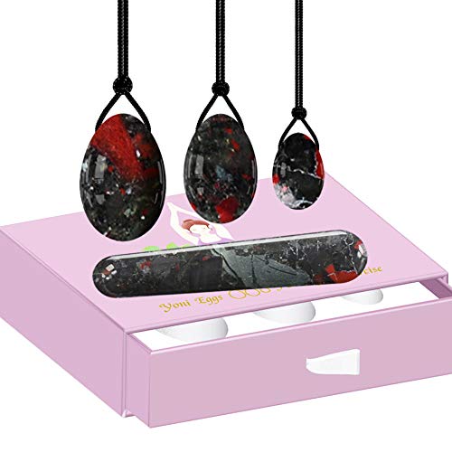 Bloodstone Yoni Eierstab Set 100% natürlicher Jadestein für Kegel Übungsgebohrtes Set mit Box