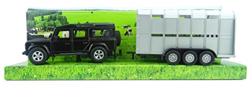 Toyland Landrover-Verteidiger Mit dem Viehtrailer - Viehbestand-Transport (BT156) SCHWARZ [Spielzeug]