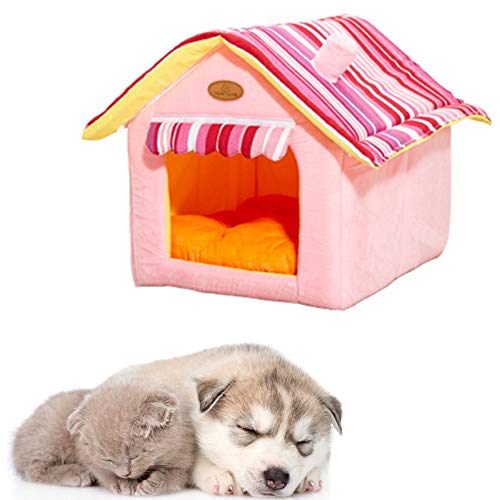 Hundebett Katzenhöhle Günstige Hundebetten Tragbares Hundebett Flauschiges Katzenbett Haustier-Innenhaus Haustierbetten Für Hunde Warmes Hundebett pink,m