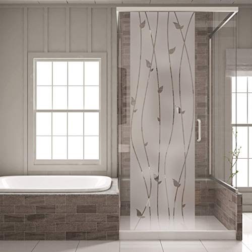 Lianes Romantische Duschtüraufkleber für die Dusche, sandgestrahlt, Satin, Kristall, speziell für Duschtür und Glas), H120 x L35 cm