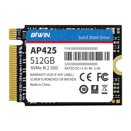 BiWIN 500 GB PCIe Gen3 unterstützt NVMe 1.4 Protokoll Solid State Drive SSD 22 x 30 mm Speicher TLC NAND Flash Memory für Laptops und Mini PC [BIWIN-2230-500GB]