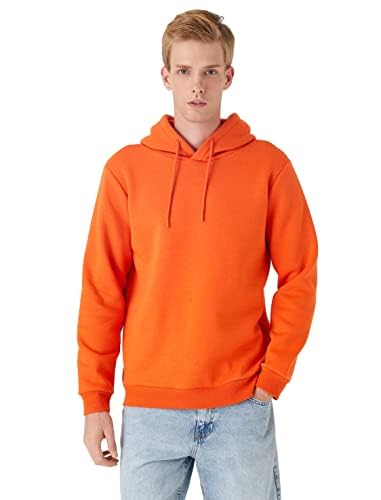 Koton Herren Basic Hoodie Sweatshirt, Orange (200), M