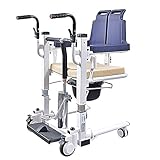 Patientenlift-Transfer-Mobilitätsstuhl, hydraulischer Patientenlift-Rollstuhl, tragbarer Transferlift für zu Hause, mit 180° geteiltem Sitz und Bettpfanne, Nachtkommode, 286 lbs