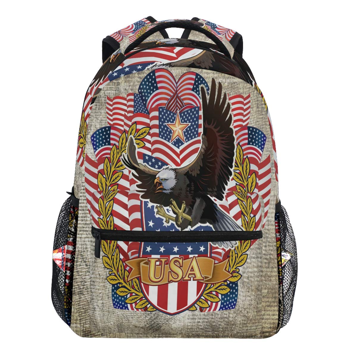 Oarencol American Eagle Vintage USA Flaggen Stars Stripe Rucksack Büchertasche Daypack Reise Schule College Bag