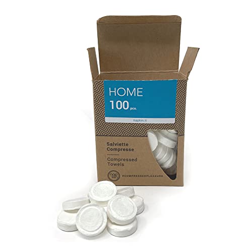 100 komprimierte Handtücher Tabletten von Napkin Home – Einweg-Handtuch aus komprimierter Baumwolle – für Reisen, Camping, Wandern, Outdoor-Sport, Heimpartys, Schönheitssalon und Restaurant