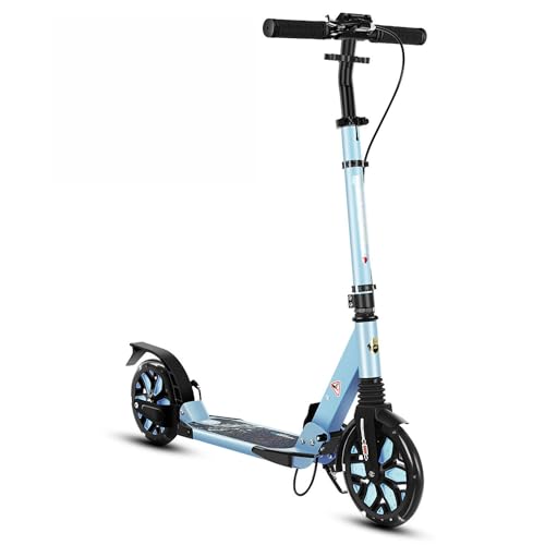 Wheel Scooter Aluminium-Roller - Höhenverstellbarer & Klappbarer Cityroller-Für Kinder Ab 8 Jahre & Erwachsene, Mit LED Aufleuchten Räder & Tragegurt 3