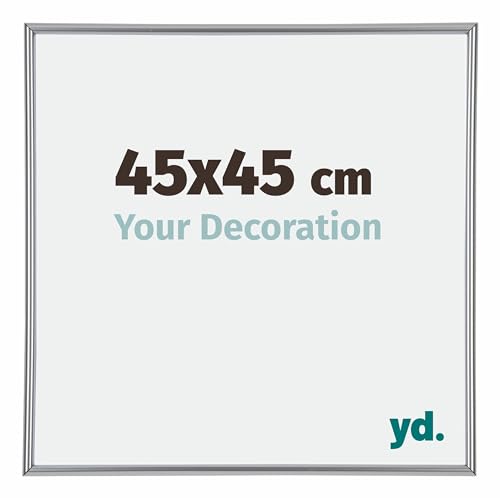 yd. Your Decoration - Bilderrahmen 45x45 cm - Bilderrahmen aus Kunststoff mit Acrylglas - Ausgezeichneter Qualität - Klares Kunstglas - Silber - Annecy