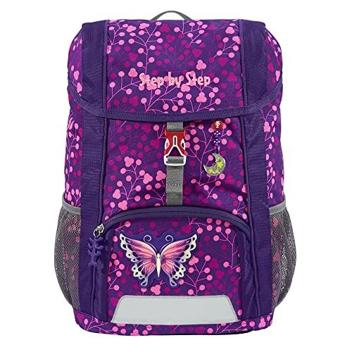 Step by Step Rucksack-Set Kid Shine „Butterfly Night Ina“, mit Sitzkissen, ergonomischer Mini-Ranzen mit abnehmbarem Brustgurt, für Kindergarten, Vorschule und Freizeit, 13 l, lila-pink