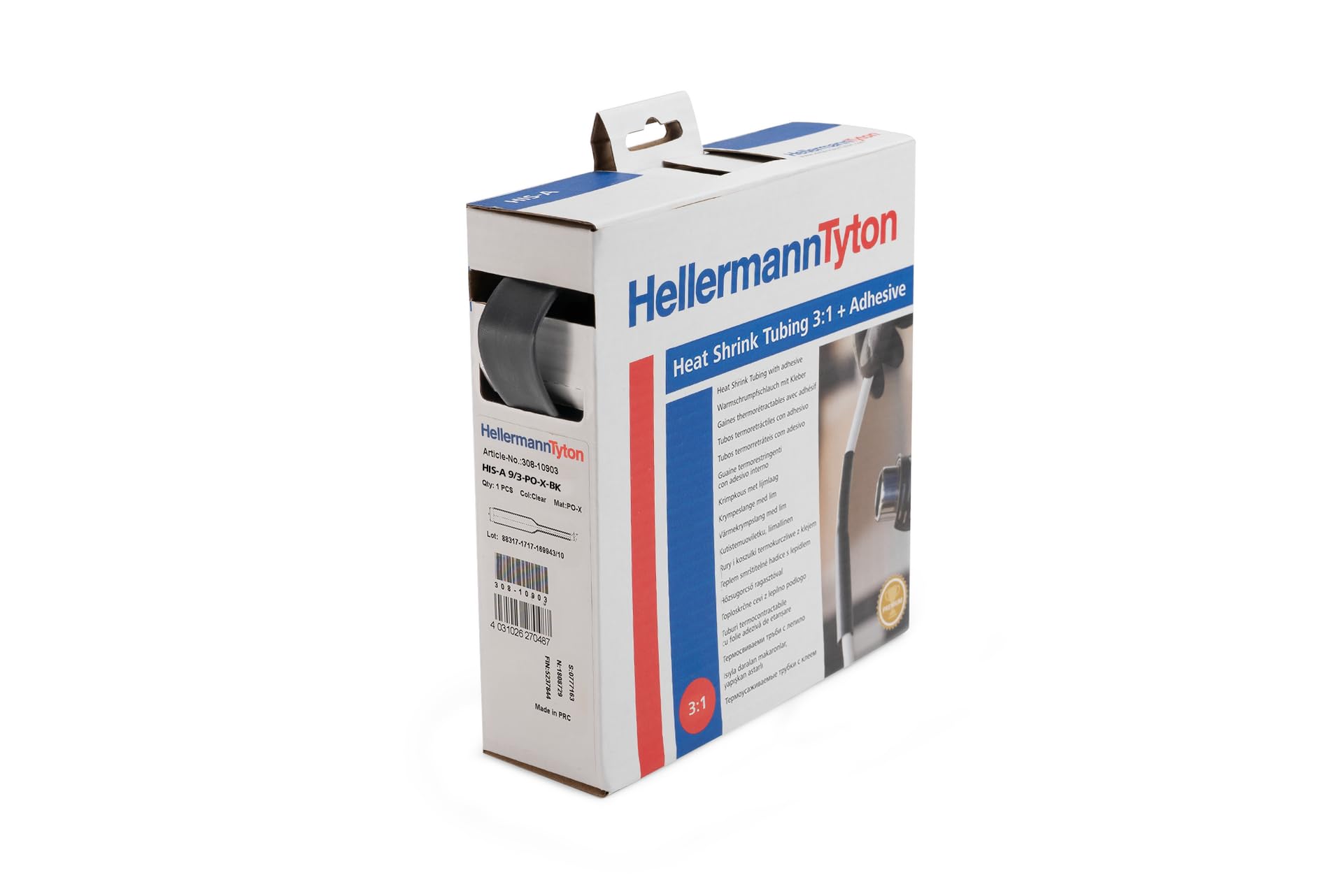 HellermannTyton 300-30320 Schrumpfschlauch ohne Kleber Schwarz 3.20mm Schrumpfrate:2:1 10m
