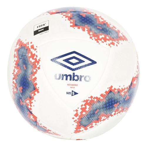 Umbro Neo Swerve Match FB Soccer Ball, Size 5, White/Blue/Red