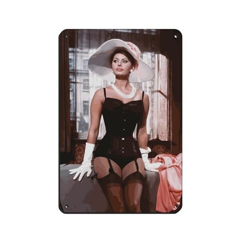 Schauspieler Sophia Loren Poster 28 Retro Poster Metall Blechschild Chic Art Retro Eisen Malerei Bar Menschen Höhle Cafe Familie Garage Poster Wanddekoration 20 x 30 cm